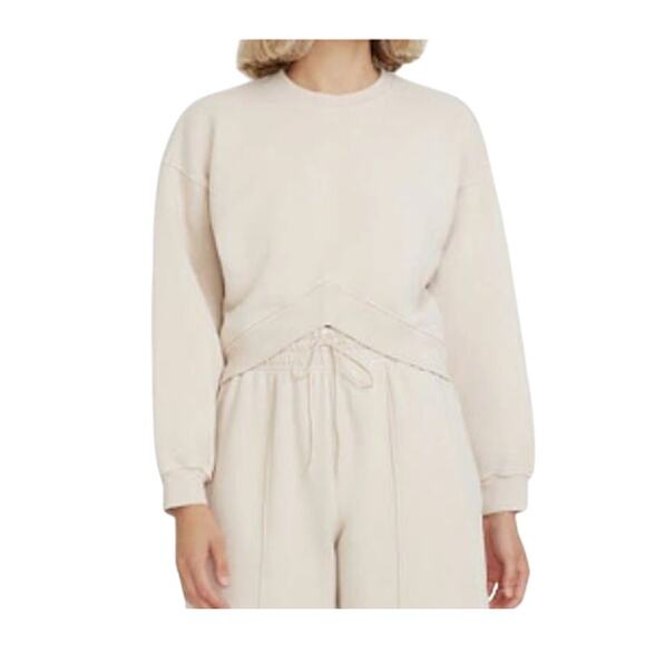 AGOLDE Women's Beige Tan Chevron Angled Front Crewneck - Picture 1 of 5